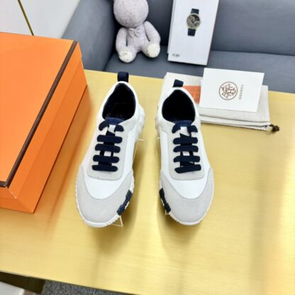 Hermes Spring and Summer Couple's White, Gray and Blue Color Matching Sports Casual Shoes - Image 4