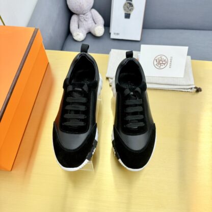 Hermes Spring and Summer Couple's Black and White Apricot Color Matching Sports Casual Shoes - Image 4
