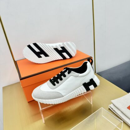 Hermes Spring and Summer Couple's White, Gray and Black Color Matching Sports Casual Shoes - Image 4