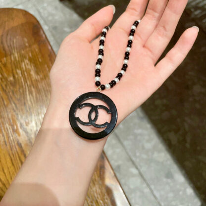 Chanel Pearl Double C Circle Necklace - Image 3