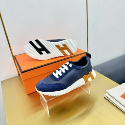 Hermès Spring and Summer Couples Blue and White Color Matching Sports Casual Shoes - Image 4