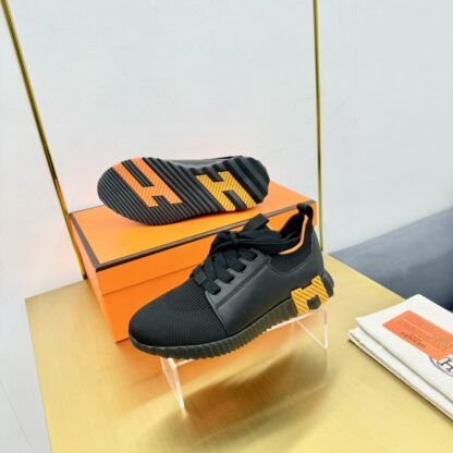 Hermes Spring and Summer Couple's Black and Orange Colorblock Breathable and Durable Sports Casual Shoes - Image 4
