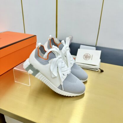 Hermes Spring and Summer Couples White and Gray Colorblock Breathable and Durable Sports Casual Shoes - Image 4