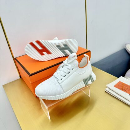 Hermes Spring and Summer Couples White and Orange Colorblock Breathable and Durable Sports Casual Shoes - Image 4