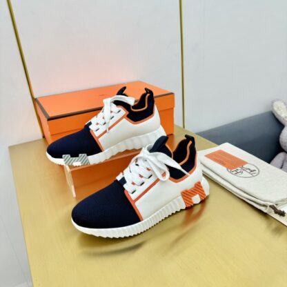 Hermès Spring and Summer Couples Blue and Orange Colorblock Breathable and Durable Sports Casual Shoes - Image 4