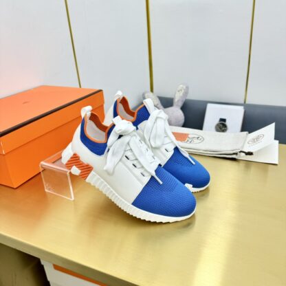 Hermes Spring and Summer Couples White, Blue and Orange Colorblock Breathable and Durable Sports Casual Shoes - Image 4