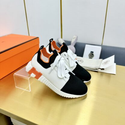 Hermes Spring and Summer Couple's Black, White and Orange Colorblock Breathable and Durable Sports Casual Shoes - Image 4