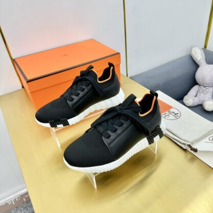 Hermes Spring and Summer Couples British Black, Orange and White Colorblock Breathable and Durable Sports Casual Shoes - Image 3