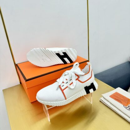 Hermes Spring and Summer Couples British White and Orange Colorblock Breathable and Durable Sports Casual Shoes - Image 4