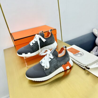 Hermes Spring and Summer Couples British Gray and Orange Colorblock Breathable and Durable Sports Casual Shoes - Image 4