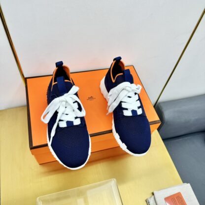Hermes Spring and Summer Couples British Blue and White Color Matching Breathable and Durable Sports Casual Shoes - Image 4