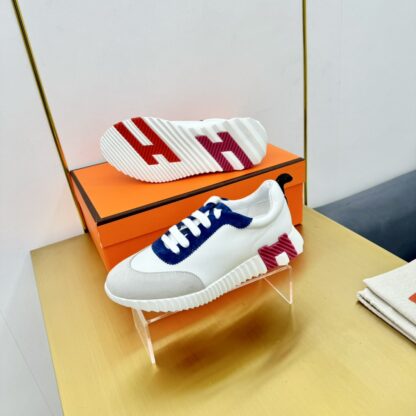 Hermes Spring and Summer Couples British Gray Blue and White Color Matching Sports Casual Shoes - Image 4