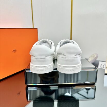 Hermes couple thick-soled lace-up fashionable white casual shoes - Image 4
