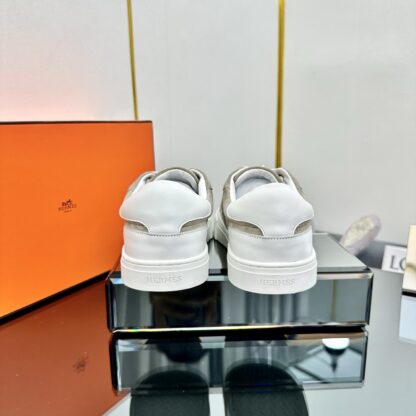 Hermes couple thick-soled lace-up fashionable apricot white casual shoes - Image 4