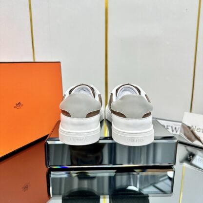 Hermes Couple's Thick-soled Lace-up Fashion Gray Apricot Casual Shoes - Image 4