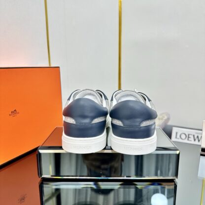 Hermes blue-grey couple's lace-up thick-soled fashionable casual shoes - Image 4