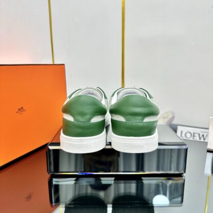 Hermes green and white couple's lace-up thick-soled fashionable casual shoes - Image 4