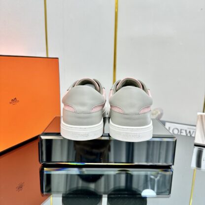 Hermes pink and gray couple's lace-up thick-soled fashionable casual shoes - Image 4