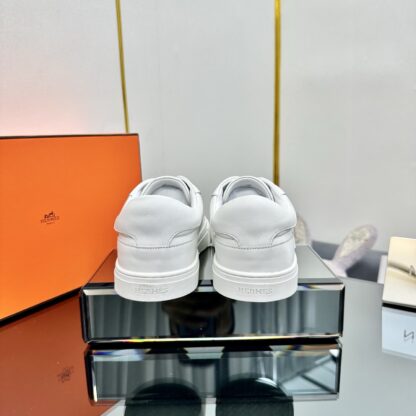 Hermes white couple's lace-up thick-soled fashionable casual shoes - Image 4