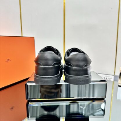 Hermès couple's lace-up thick-soled black casual shoes - Image 4