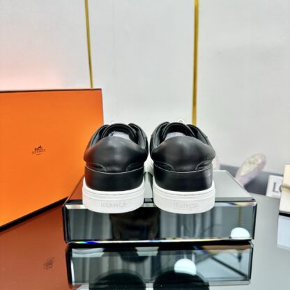 Hermes couple's lace-up thick-soled black and white casual shoes - Image 4