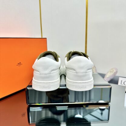 Hermes couple's lace-up thick-soled green and white comfortable casual shoes - Image 4