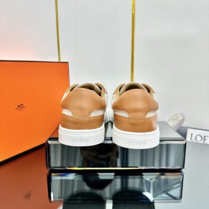 Hermes couple's lace-up thick-soled apricot brown comfortable casual shoes - Image 4