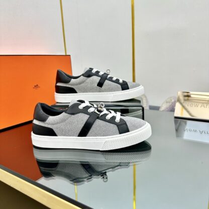 Hermes couple's lace-up thick-soled gray and black comfortable casual shoes - Image 5