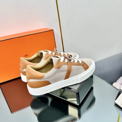 Hermes couple's lace-up thick-soled apricot brown comfortable casual shoes - Image 5