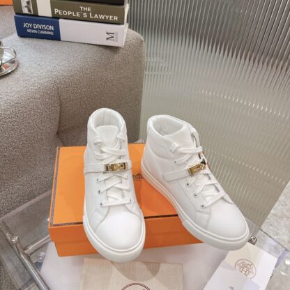 Hermes Kelly buckle white high top casual shoes - Image 5