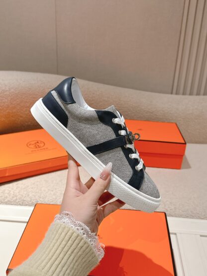 Hermes blue grey latest kelly shoe buckle classic flat casual shoes - Image 5