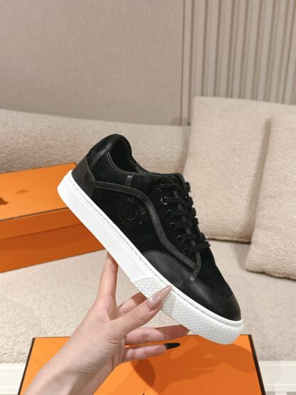 Hermes couple black fashion casual skateboard shoes - Image 5