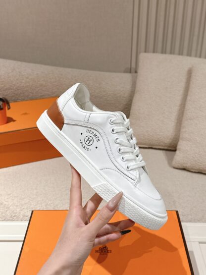 Hermes couple white fashion casual skateboard shoes - Image 5