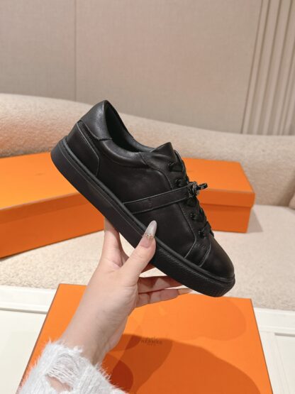 Hermès classic couple black kelly buckle classic versatile casual shoes - Image 5
