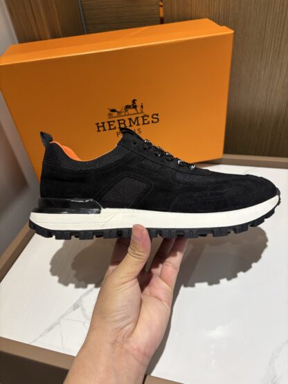 Hermès men's black and orange breathable sneakers - Image 5
