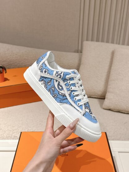 Hermes couple blue and white fashion retro casual skateboard shoes - Image 5