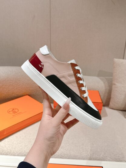 Hermes couple pink brown fashion retro casual skateboard shoes - Image 5