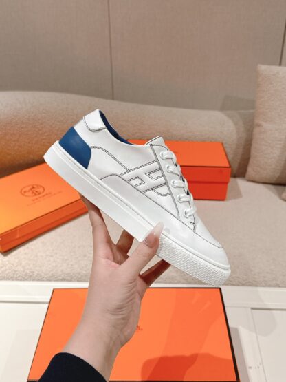 Hermes couple white and blue fashion retro casual skateboard shoes - Image 5