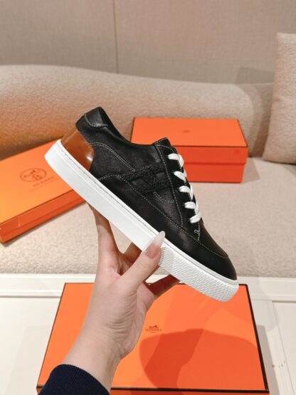 Hermes couple black brown fashion retro casual skateboard shoes - Image 5