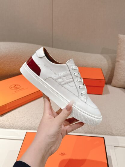 Hermes white and brown couple fashion casual skateboard shoes - Image 5