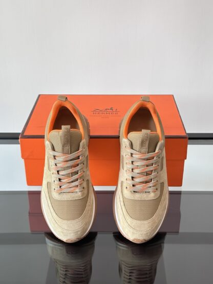 Hermès lightweight and versatile fashion apricot orange color matching sneakers - Image 5
