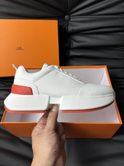 Hermès white and orange color matching high-end noble casual shoes - Image 5