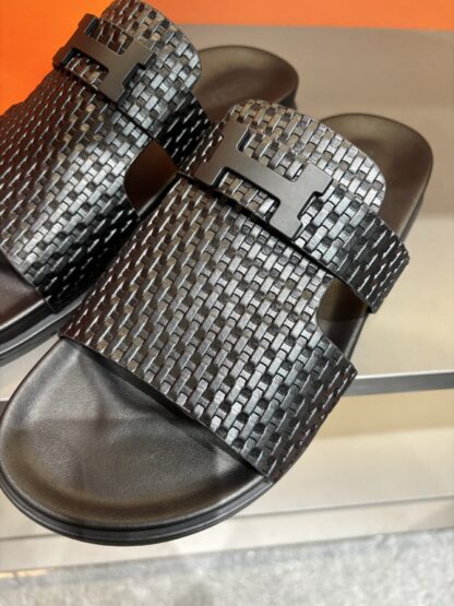 Hermes summer black pure handmade high-end sandals - Image 5