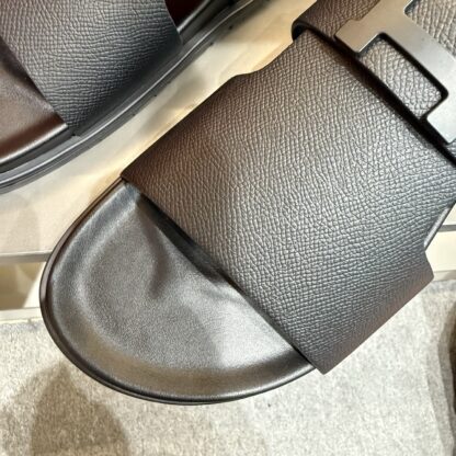Hermes summer pure black pure handmade high-end sandals - Image 5