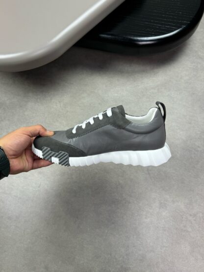 Hermès gray and white color matching embroidery brand temperament thick-soled casual shoes - Image 5