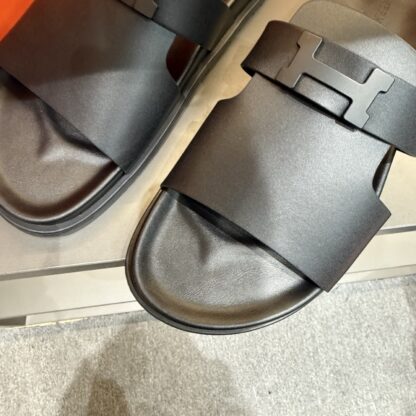 Hermes summer black matte pure handmade high-end sandals - Image 5