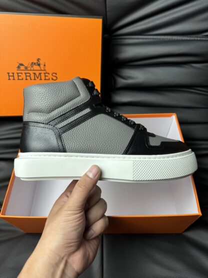 Hermes high-end noble gray and black high-top casual shoes - Image 5
