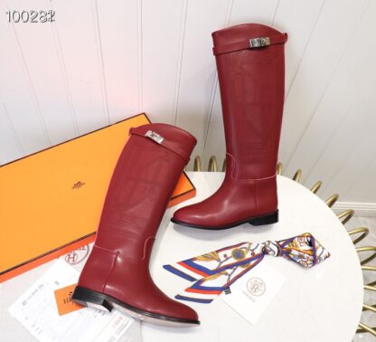 Hermès classic kelly buckle red mid-calf boots - Image 5