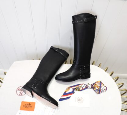 Hermès classic kelly buckle black mid-calf boots - Image 5