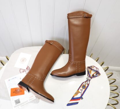 Hermès classic kelly buckle brown fashion mid-calf boots - Image 5